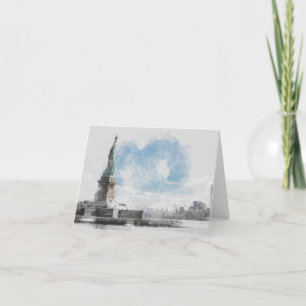 Manhattan NYC Liberty Statue Thank You Card – Art