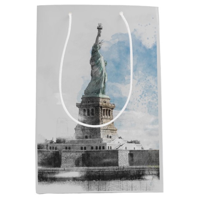 Manhattan NYC & Statue of Liberty | Medium Gift  Bag (Front)