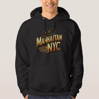 Manhattan NYC Vintage Comic Book Skyline Art Hoodie