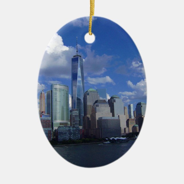 Manhattan NYC World Trade Center WTC Hudson River Ceramic Ornament (Front)