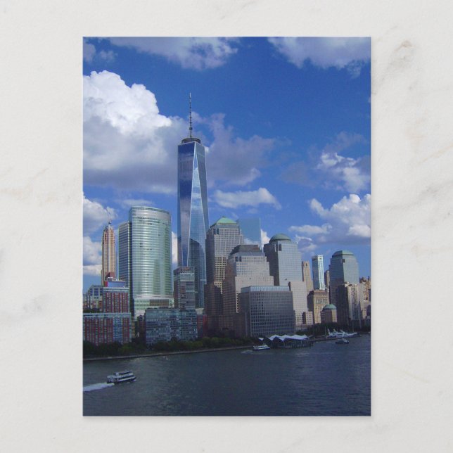 Manhattan NYC World Trade Center WTC Hudson River Postcard (Front)