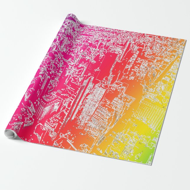 Manhattan rainbow wrapping paper (Unrolled)