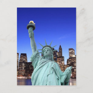 Manhattan Skyline and The Statue of Liberty Postcard