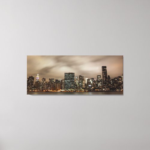 Manhattan Skyline at Night Canvas Print