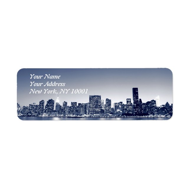 Manhattan Skyline At Night, New York City Label (Front)