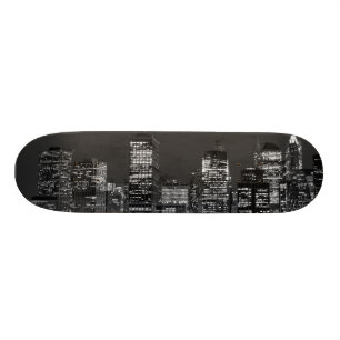 Manhattan Skyline at Night Skateboard Deck