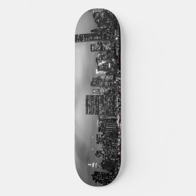 Manhattan Skyline at Night Skateboard Deck (Front)