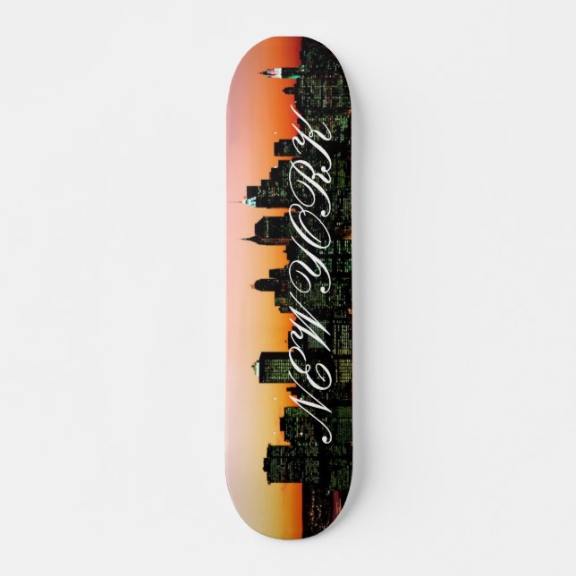 Manhattan Skyline at Twilight, New York picture... Skateboard Deck (Front)