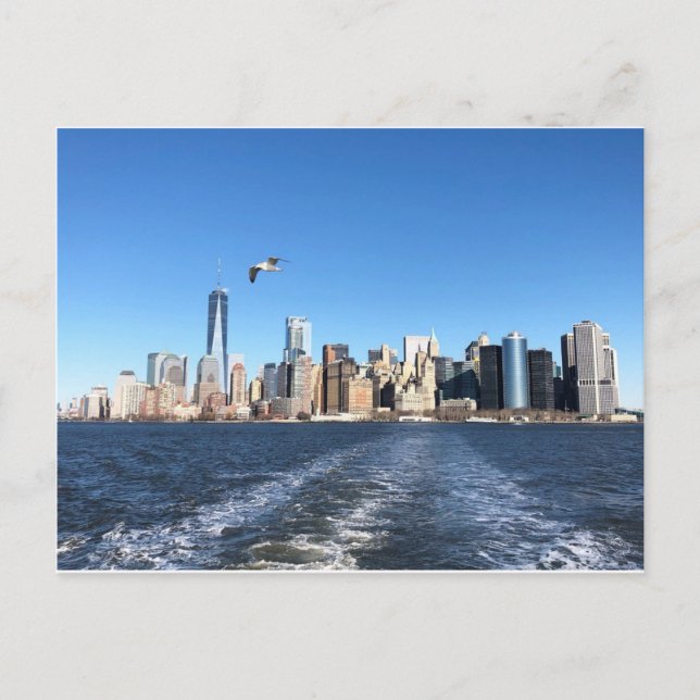 Manhattan Skyline from Ferry, New York City Postcard (Front)