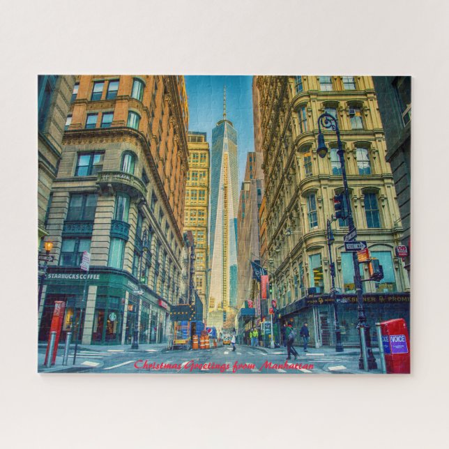 Manhattan Skyline New York.Christmas Greetings Jigsaw Puzzle (Horizontal)