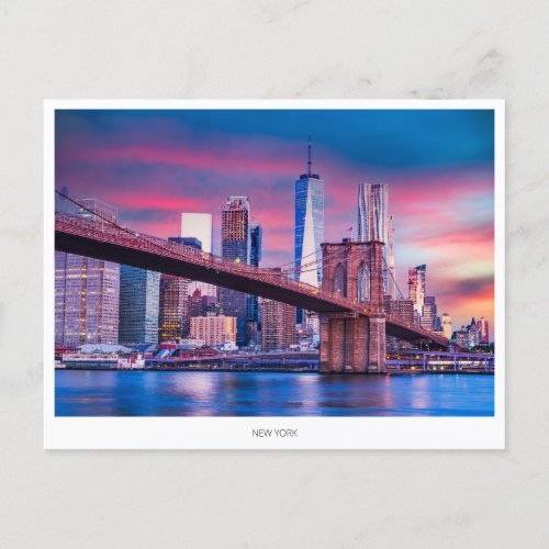 Manhattan skyline New York Holiday Postcard