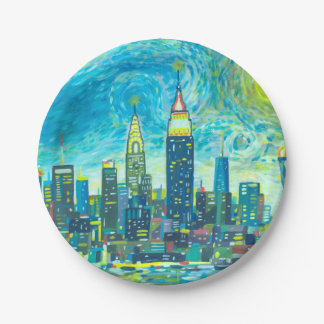 Manhattan skyline paper plates