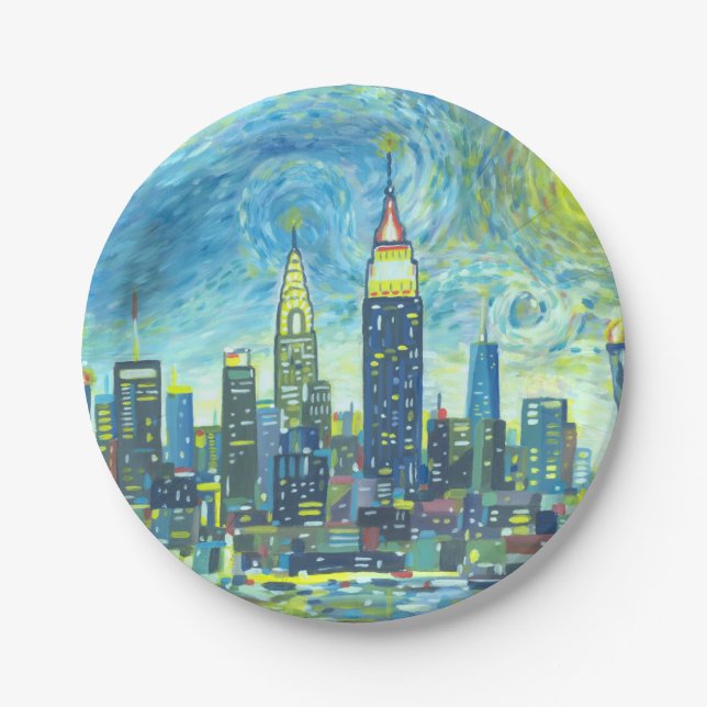Manhattan skyline paper plates (Front)