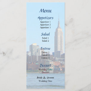 Manhattan Skyline Seen From Hoboken  Wedding Menu