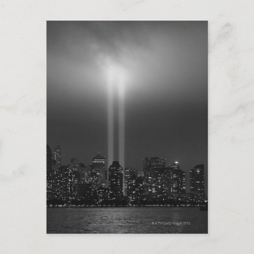 Manhattan skyline with 911 New York City Postcard