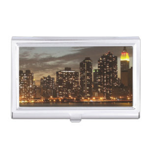 Manhattan Skyscrapers at Night Business Card Case