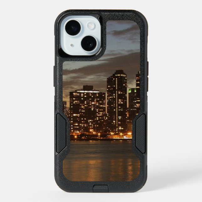 Manhattan Skyscrapers at Night iPhone 15 Case (Back)
