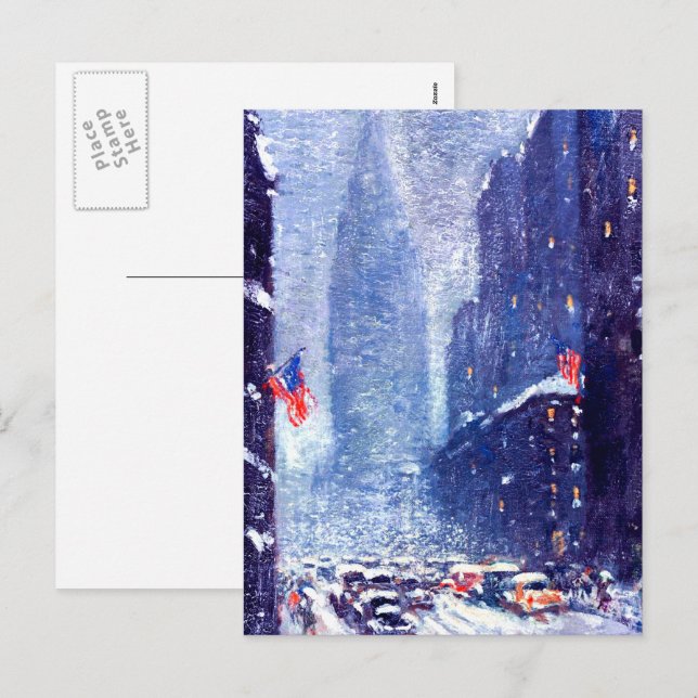 Manhattan Winter Scene.Fine Art Christmas Holiday Postcard (Front/Back)