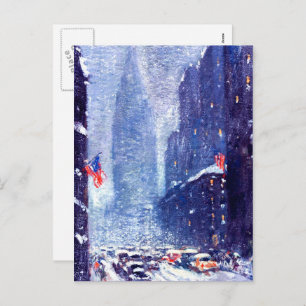 Manhattan Winter Scene.Fine Art Christmas Holiday Postcard