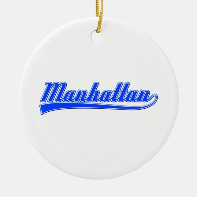 Manhattan With Swash Ceramic Ornament (Front)