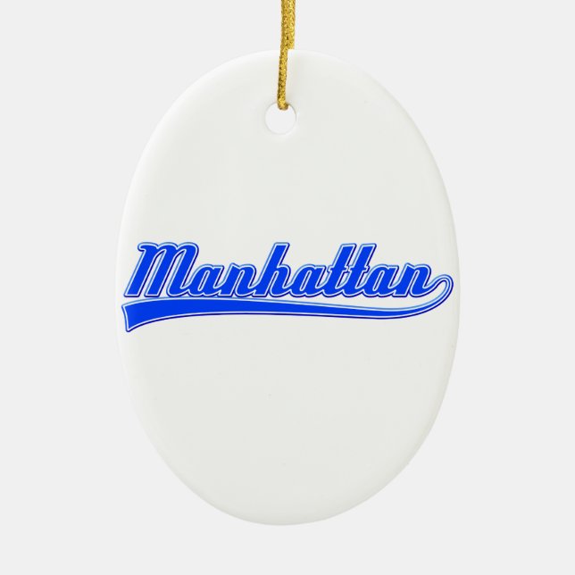 Manhattan With Swash Ceramic Ornament (Front)