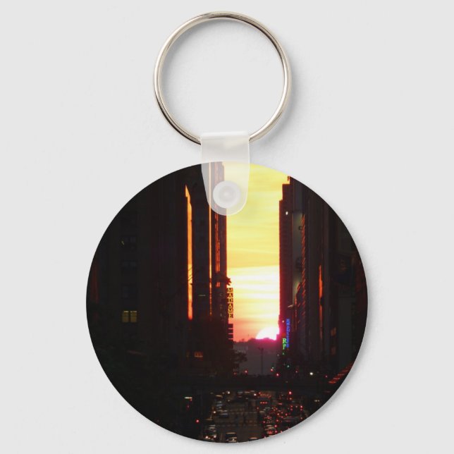 Manhattanhenge Sunset New York City Keychain (Front)