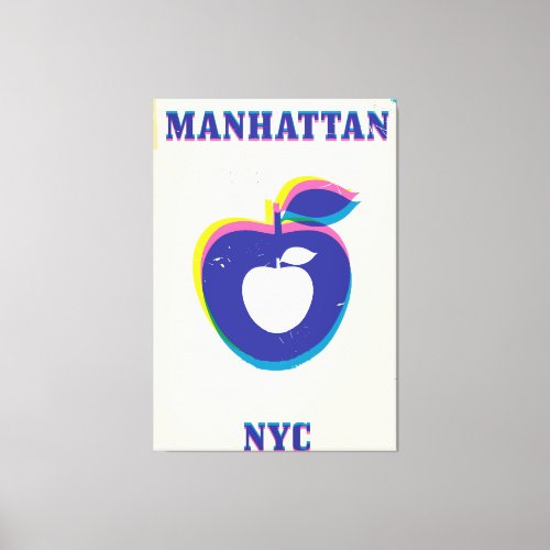 Manhatten NYC vintage Big Apple Travel poster Canvas Print