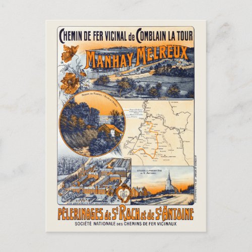 Manhay Melreux Belgium Vintage Poster 1920s Postcard