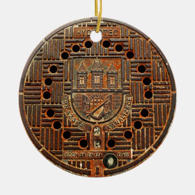 Manhole Cover 4 (Prague) Ceramic Ornament (Front)