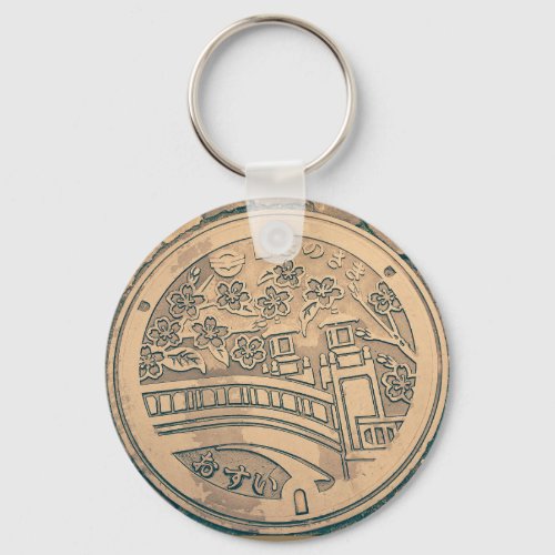 Manhole cover and cobblestone road keychain