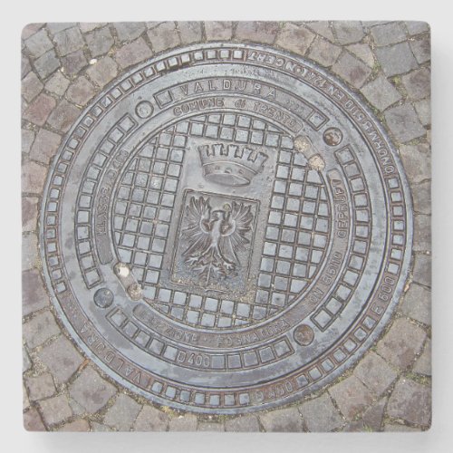 Manhole cover and cobblestone road stone coaster