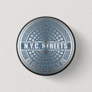 Manhole Cover Brooklyn Blue Button