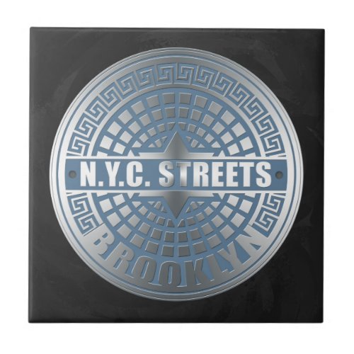 Manhole Cover Brooklyn Blue Ceramic Tile