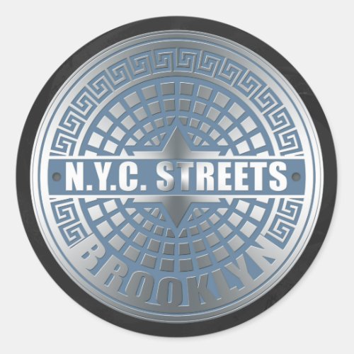 Manhole Cover Brooklyn Blue Classic Round Sticker