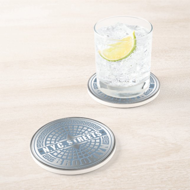 Manhole Cover Brooklyn Blue Sandstone Coaster (Side)