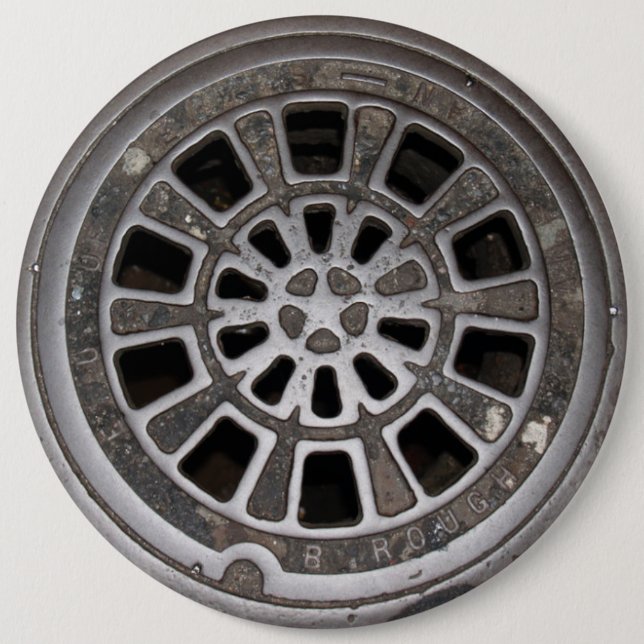 Manhole Cover Pinback Button (Front)