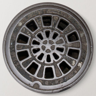 Manhole Cover Pinback Button
