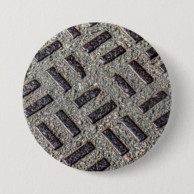Manhole Cover Pinback Button (Front)