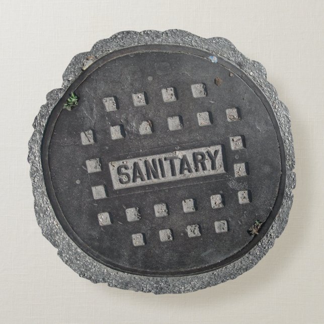 Manhole Cover Round Pillow (Front)