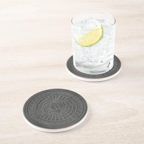 Manhole Covers Black Marble Coaster