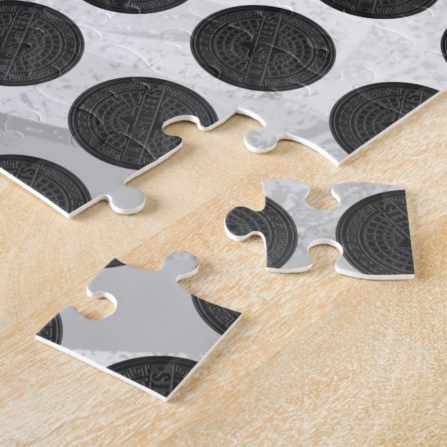 Manhole Covers Black Marble Jigsaw Puzzle (Side)