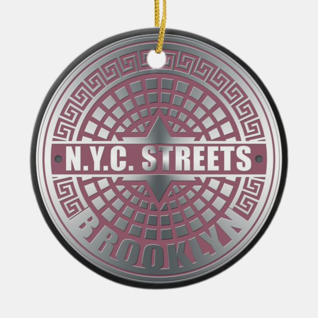 Manhole Covers Brooklyn Ceramic Ornament (Front)