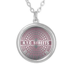 Manhole Covers Brooklyn Silver Plated Necklace