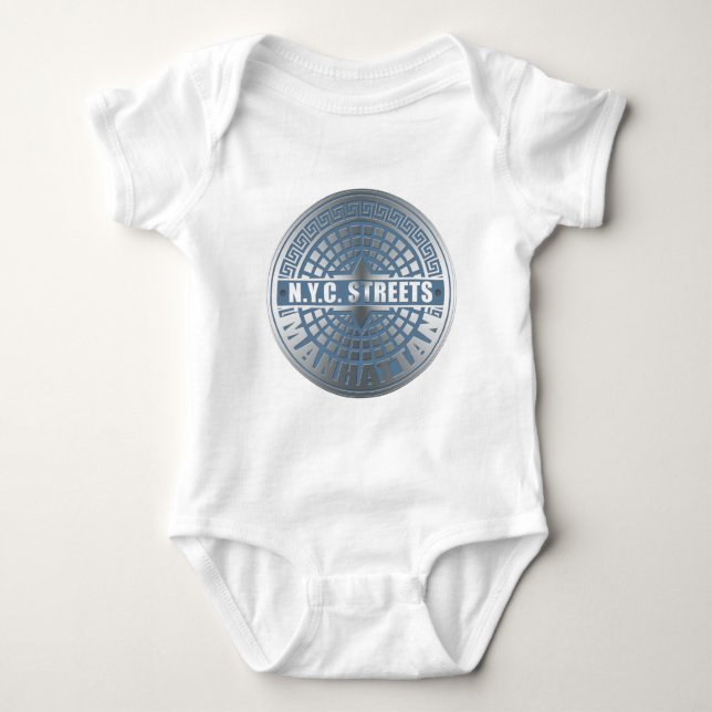 Manhole Covers Manhattan Baby Bodysuit (Front)