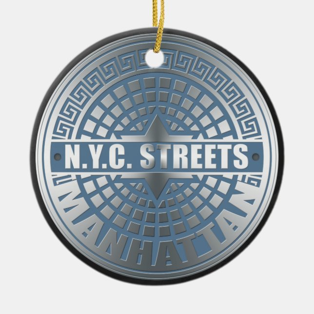 Manhole Covers Manhattan Ceramic Ornament (Front)