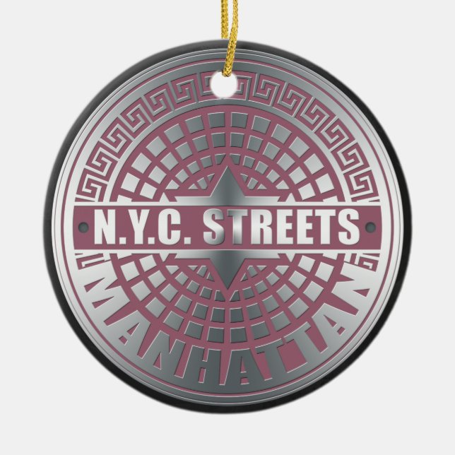 Manhole Covers Manhattan Ceramic Ornament (Front)