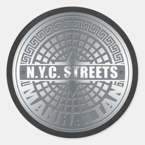 Manhole Covers Manhattan Classic Round Sticker