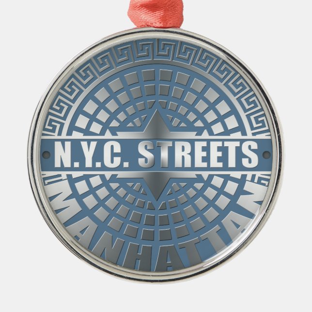 Manhole Covers Manhattan Metal Ornament (Front)