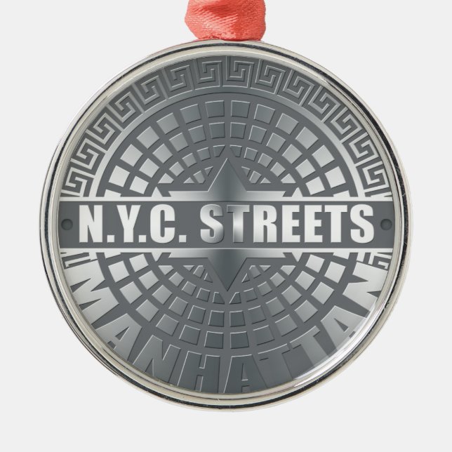 Manhole Covers Manhattan Metal Ornament (Front)