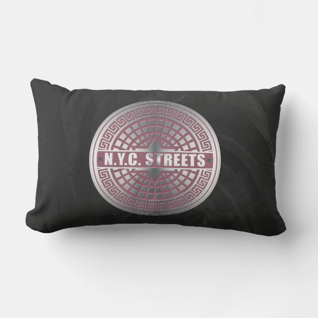 Manhole Covers NYC Lumbar Pillow (Front)